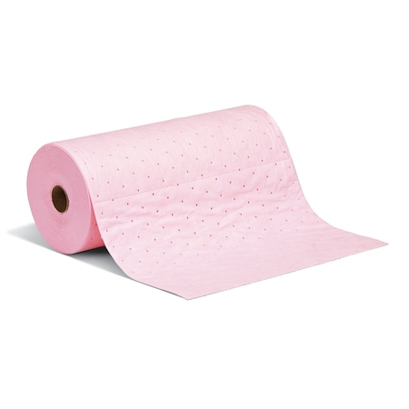 Pig Sorbent Roll, Acids; Bases; Unknowns, 19.8 gal Vol Absorbed per Pkg, 15 in x 50 ft, Pink, 6 PK MAT3600